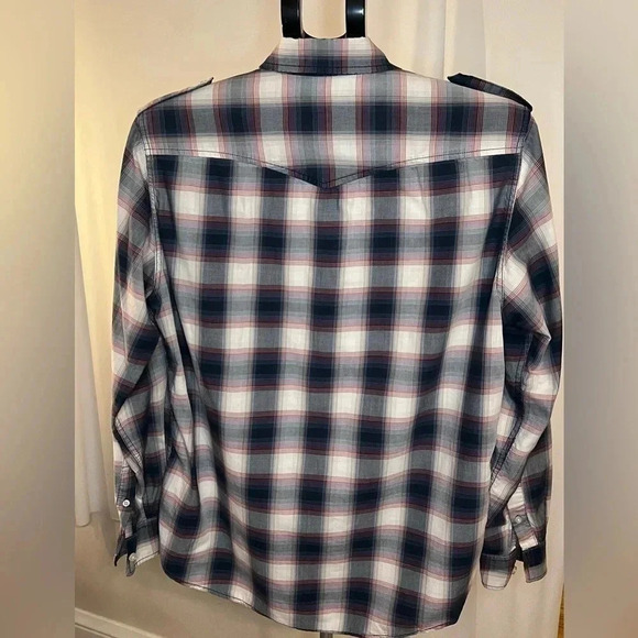 Vintage American Rag Plaid distressed Western Style button Down Size M - Picture 8 of 14